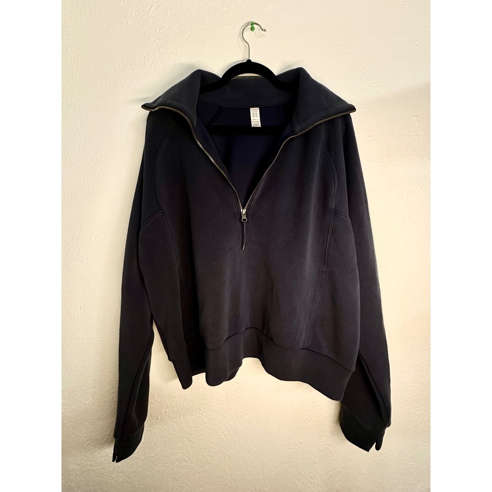 Spanx Air Essentials Half Zip Sweatshirt Pullover Cozy Soft Navy Blue Women's 1X